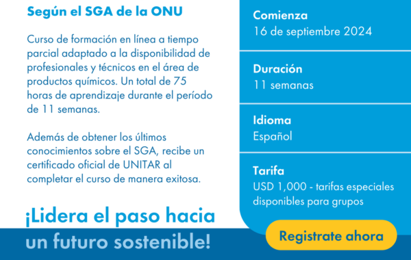 Clasificación y etiquetado de productos químicos según el SGA de la ONU (16 Septiembre - 29 Noviembre 2024)