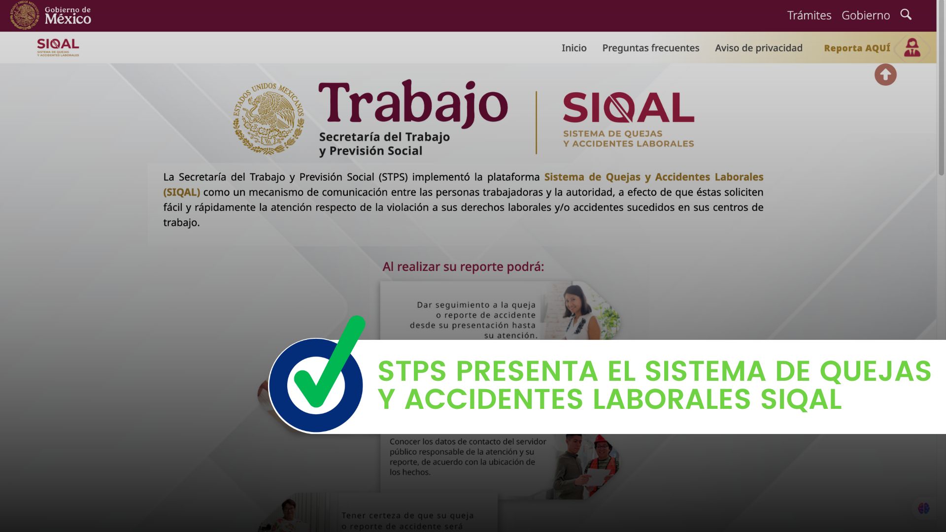 STPS presenta el Sistema de Quejas y Accidentes Laborales (SIQAL)